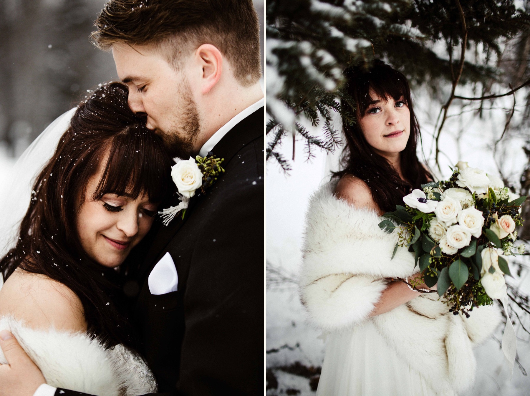 winter wedding fur rondy lauren roberts