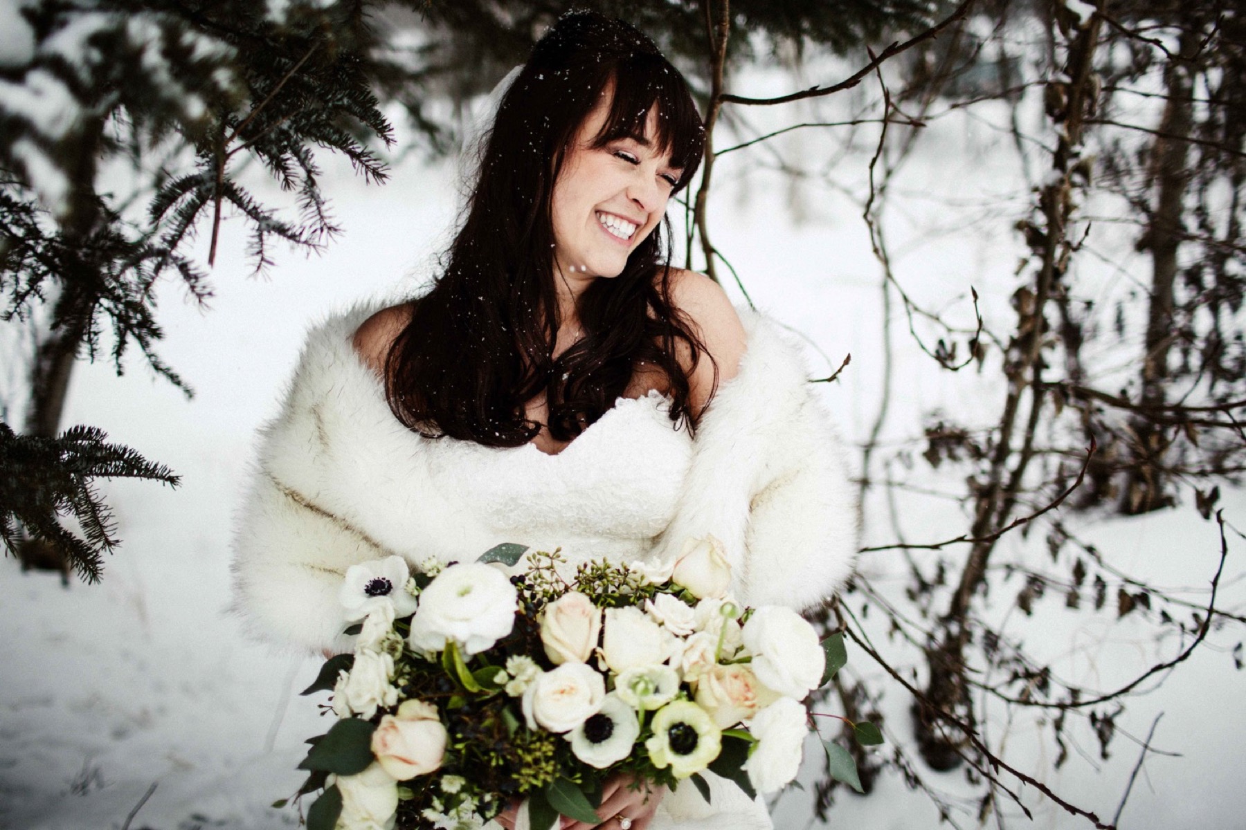 winter wedding fur rondy lauren roberts