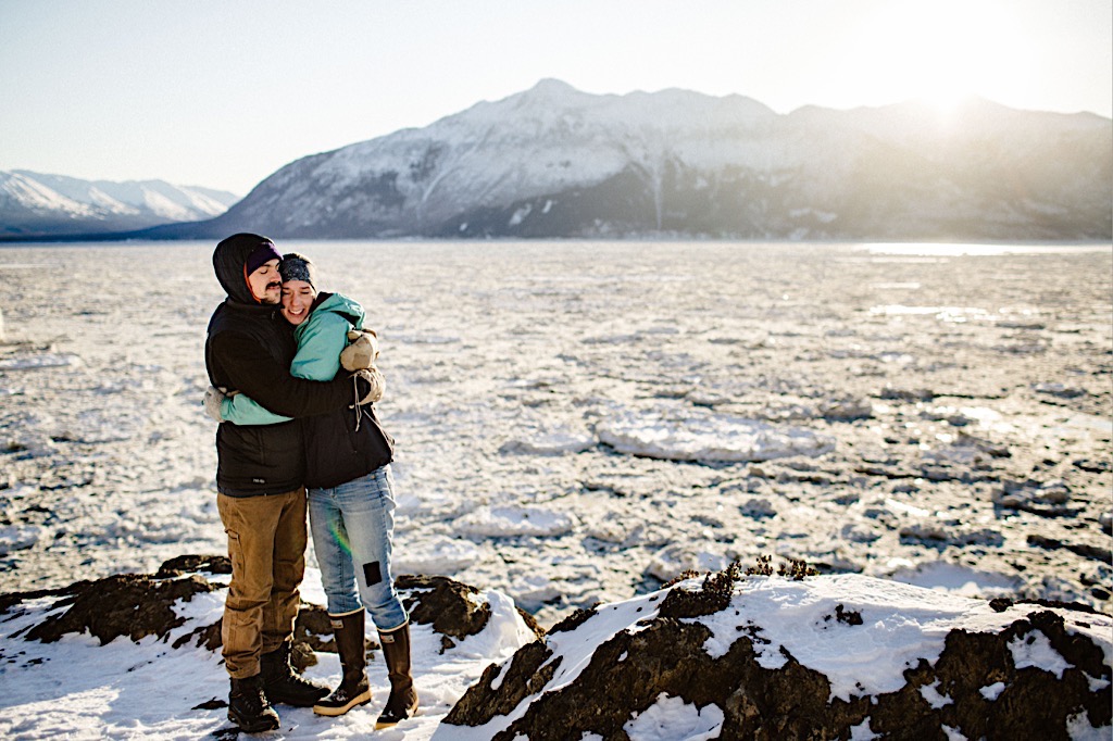 couple and ice in cook inlet