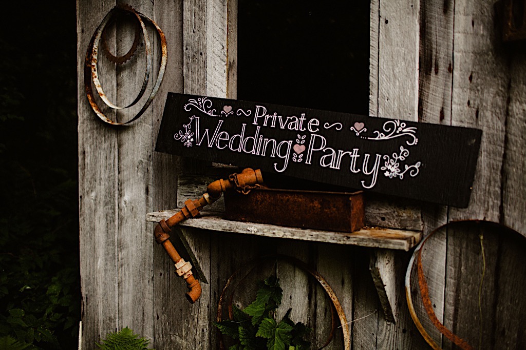 private wedding party sign at crow creek mine 