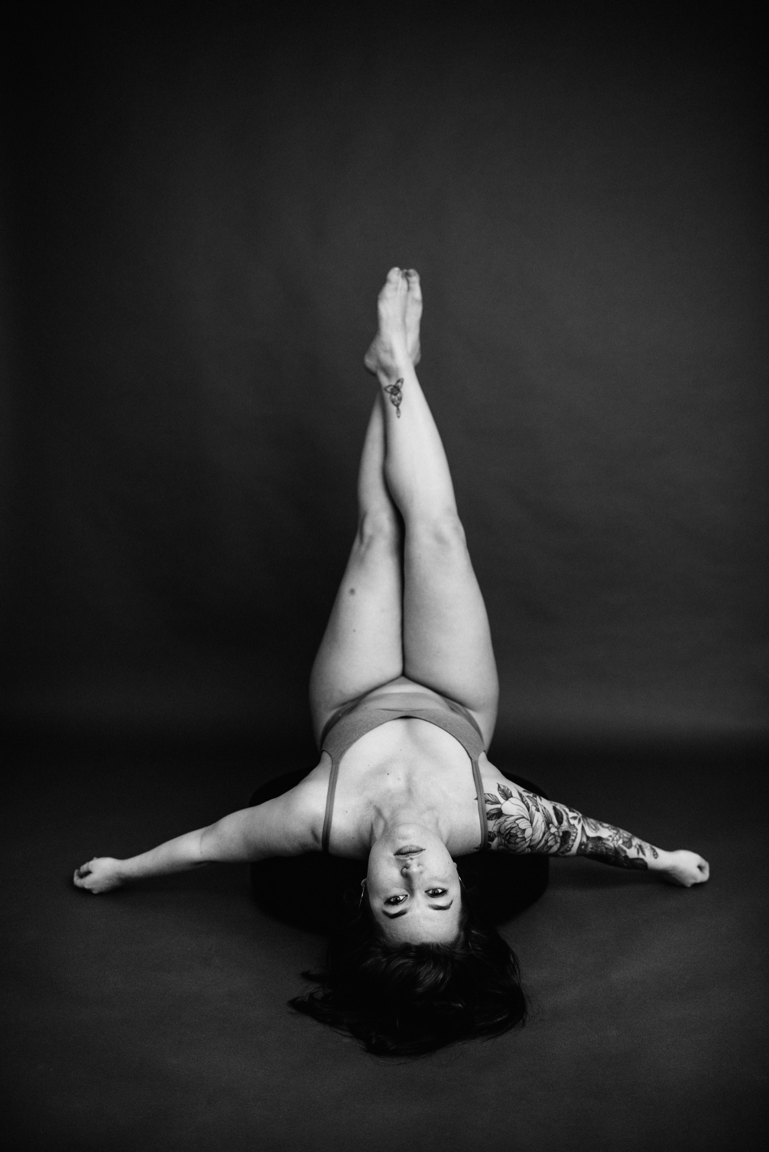 black and white portrait of body in pose