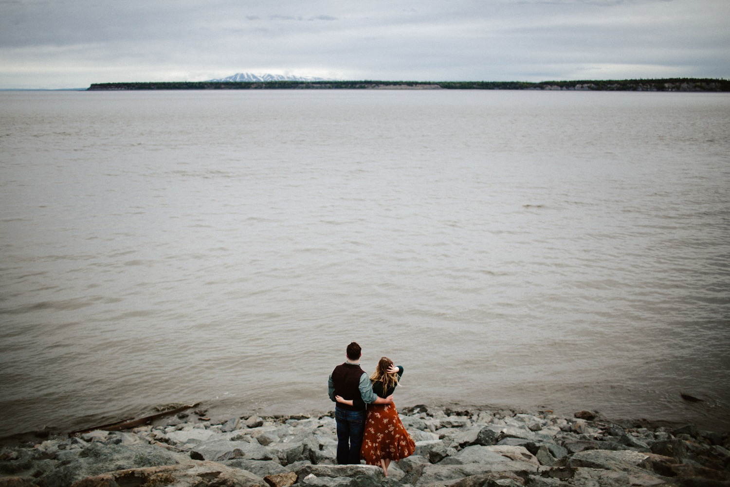 couple looking out over cook inlet Downtown Anchorage Photos 